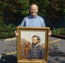 Father Charles W. Niehaus with painting of General Lew Wallace, author of the classic novel, Ben Hur